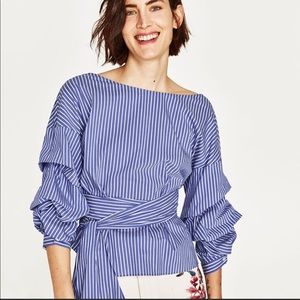 ZARA Blue wrap blouse